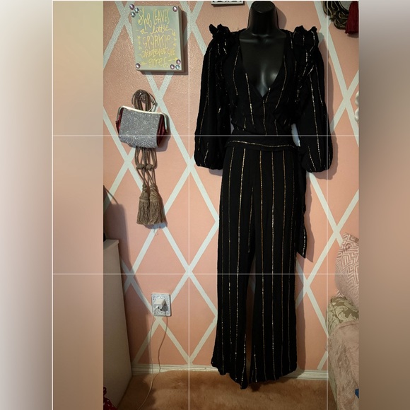 Karina Grimaldi Stripe Metallic Pantsuit - Picture 2 of 9